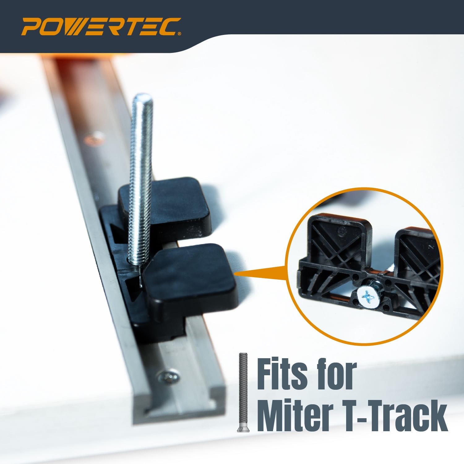 POWERTEC 2PK Stackable Feather Boards for Table Saw, Router Fence, Router Table & Bandsaw - Woodworking Tools & Accessories for Universal T-Track & Miter Slot Mount (71832-P2N)