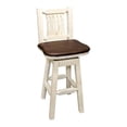 thumbnail image 2 of Home Square 2 Piece Slat Back Handcrafted Swivel Wood Barstool Set in Natural, 2 of 4