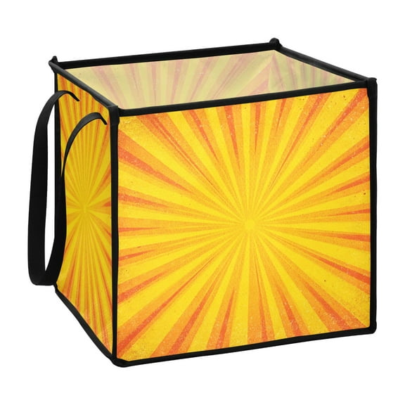Home Organizer Foldable Fabric Storage Bin With Handle Yellow and Orange Background