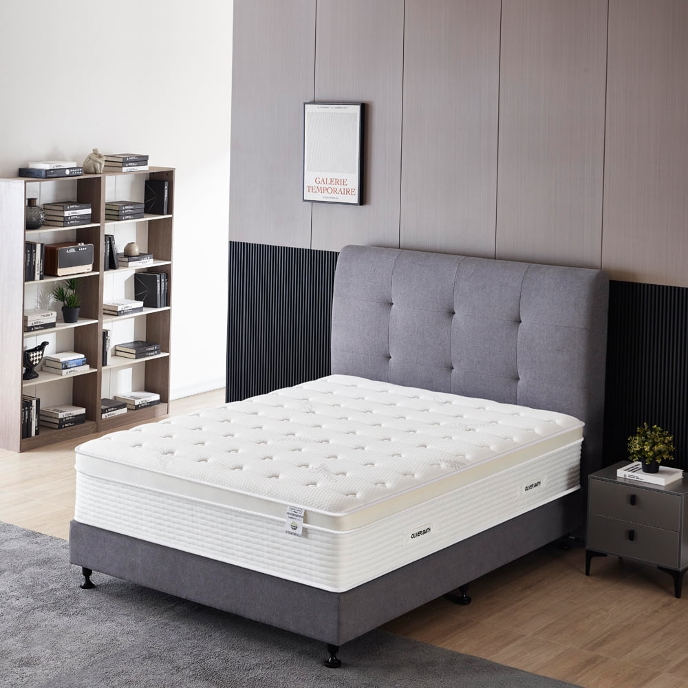Oliver & Smith Twin Mattress 14 Inch - Hybrid Cool Memory Foam and Spring Mattress - Euro Top Medium Firm - Rolled in a Box