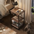 thumbnail image 7 of Side Table with Charging Station and USB Ports, Small End Tables for Small Spaces, 3-Tier Nightstand with Adjustable Shelf, Bedside Tables, Living Room, Bedroom, Brown, 7 of 7