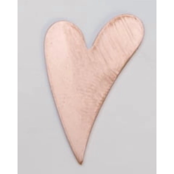 Copper Funky Heart, 24 Gauge, 1 by 5/8 Inch, Pack of 6