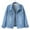 Light Blue, variant on CALAFEBILA Denim Jacket for Women Womens Fall Fashion 2023 Cropped Jean Jacket Long Sleeve Single-Breasted Oversized Denim Jacket With Pockets