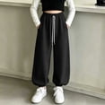 thumbnail image 2 of LIaqionyy Girls Cotton Joggers Baggy Sweatpants High Waisted Drawstring Fall Fashion Winter Clothes Jogger with Pockets, 2 of 7