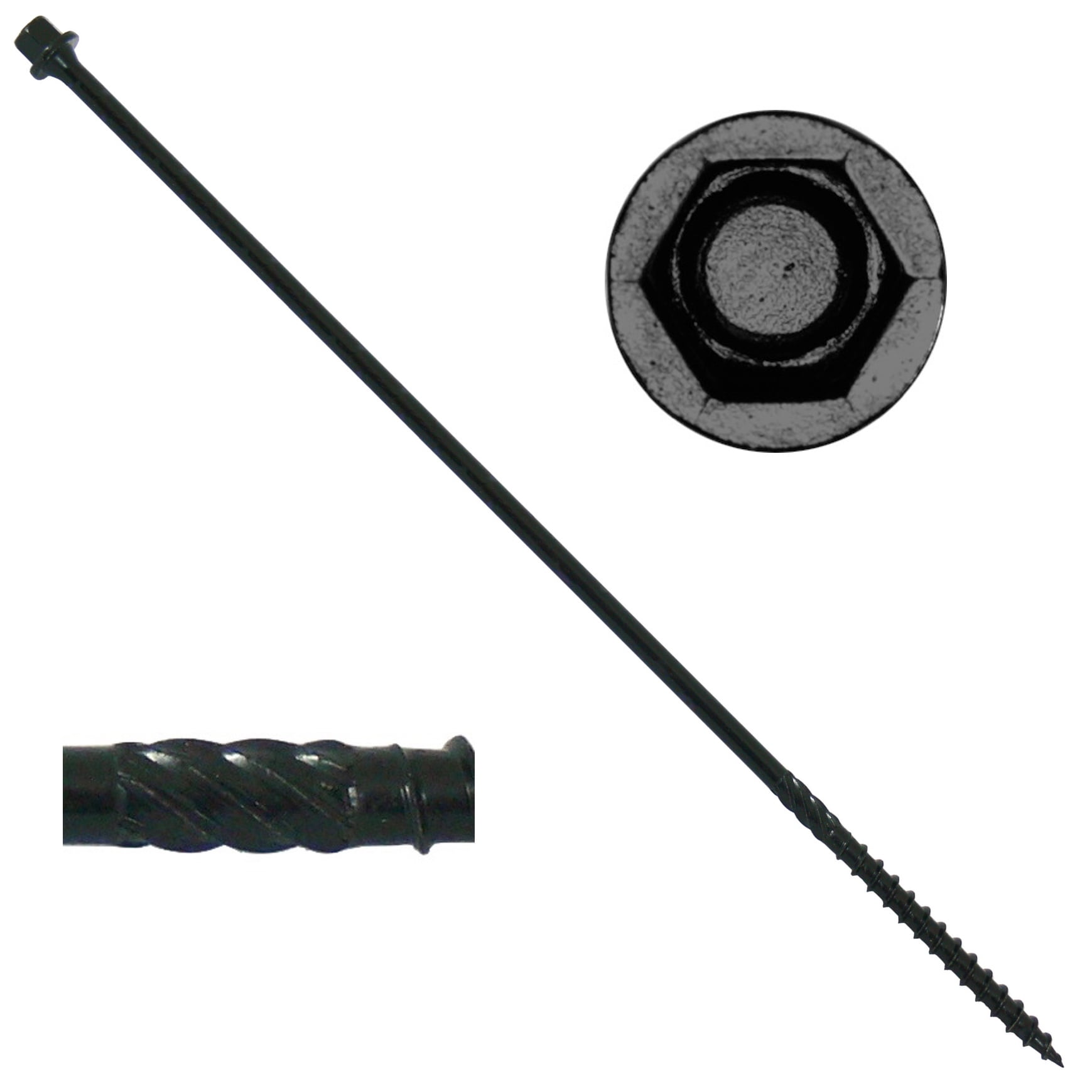 14 X 14" Heavy Duty Black Timber/Log/Landscaping Wood Screws