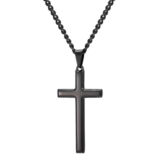 Men Stainless Steel Cross Pendant Chain Necklace  Christianity Faith Jewelry