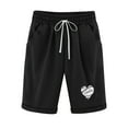 thumbnail image 2 of Runfenguu Swim Shorts, Shorts For Women Women Elastic Waist Heart Printed Drawstring Shorts Hiking Shorts Women, 2 of 3