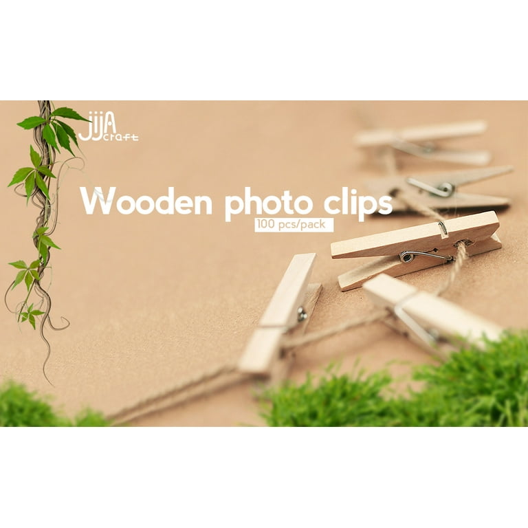 100/200 PCS Wood Color Mini Wood Clothespins, Mini Clothes Pins