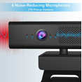 thumbnail image 3 of Full HD 1080P Computer Camera with 4 Built-in Omnidirectional Microphones and Speaker for Video Conference Streaming, USB External Webcam with Magnetic Privacy Cover for Desktop Monitor Laptop, 3 of 7