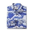 thumbnail image 2 of YIUME Men's Hawaiian Shirt Ocean Waves Japanese Ukiyo-e Print Cotton Button-down Long Sleeve Aloha Shirt, 2 of 8