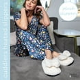 thumbnail image 3 of Hello Mello Cuddlers Heated Slippers Feet Warmers Shoes, Ivory Small/Medium (Women's), 3 of 9