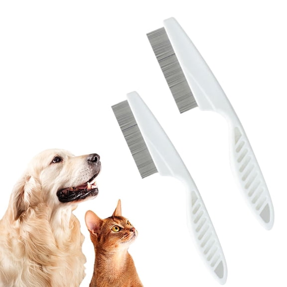 2 Pack Pet Grooming Comb, Stainless Steel Dog Cat Cleaning Brush for Eye Area Care, Gentle Massage Tooth Comb for Small Dogs and Puppies