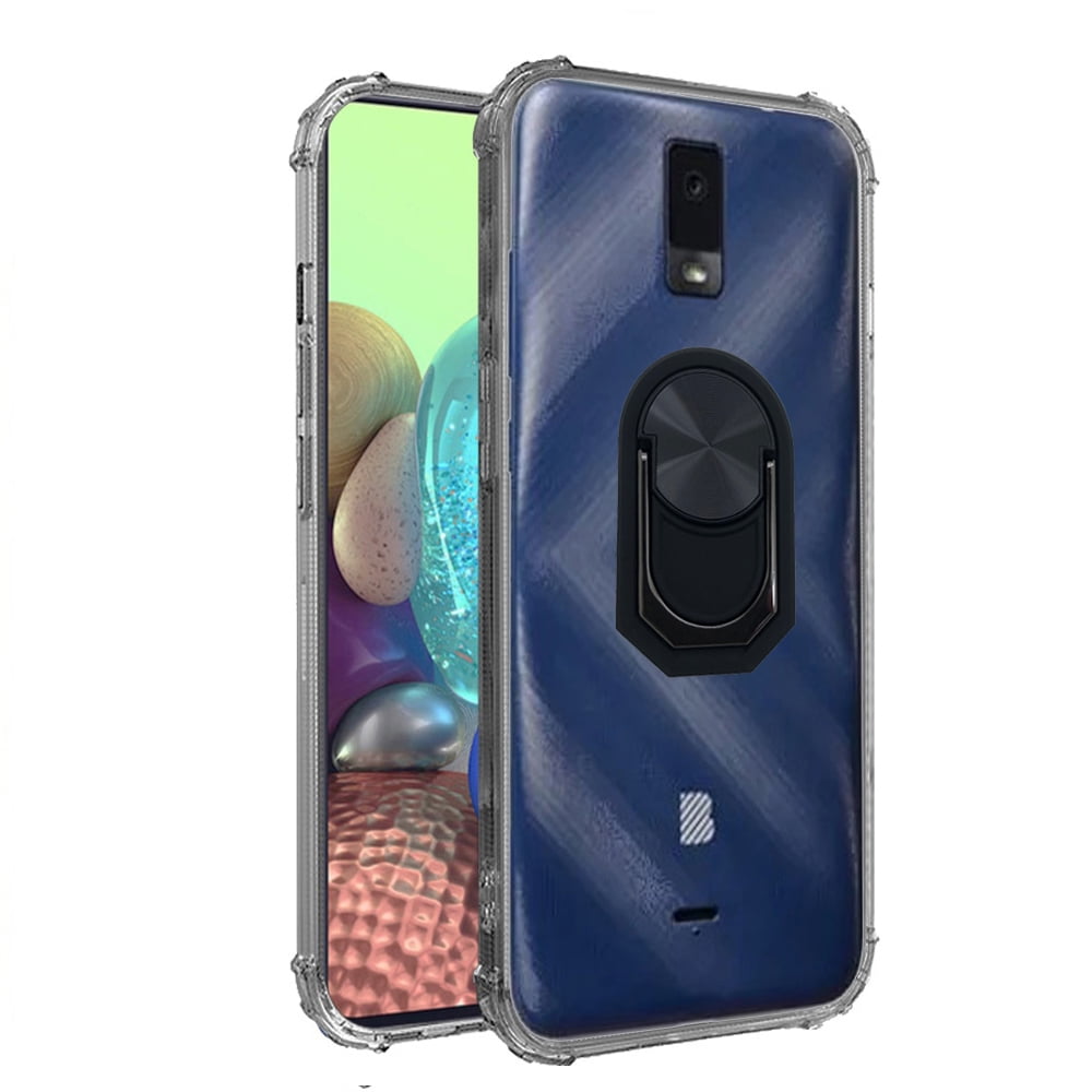 Phone Case for Walmart Family Mobile BLU View 3 / Blu View3 (B140DL) Case / View-3 Phone Stand / Flex Gel Case (Gel Transparent +2in1 Ring)