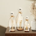 thumbnail image 4 of Halloween Decorations Indoor - Set of 3 Primitive Halloween Ghosts on Wooden Stand for Table Centerpieces, Shelves, and Mantels, 4 of 8