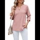thumbnail image 1 of Blusas Casuales con Cuello en V y Ojales Bordados para Mujer, Blusas Playeras Elegantes. Rosa Oscuro M, 1 of 10