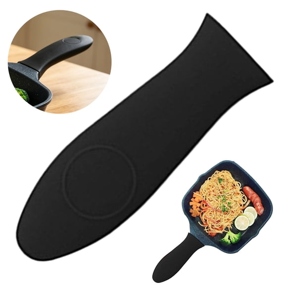 1 Packs Silicone Hot Handle Holder Kitchen Heat Resistant Fry Pan Milk Pot Sleeve Grip Handle Cover Potholder for Cast Iron Skillets Griddles Metal & Aluminum Cookware – Black