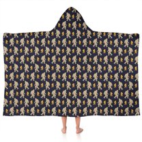 Dark Blue Bigfoot Pattern Hooded Bath Towel，50"x30" for Ages 3 To 12 Kids, Quick Dry Lightweight Soft Microfiber Hood Beach Towel Cover Up for Kids
