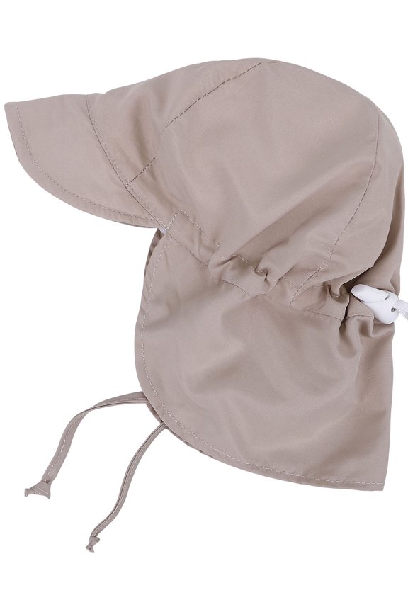 UPF 50+ UV Ray Sun Protection Baby Hat w/ Neck Flap & Drawstring,Khaki,0-12 Months