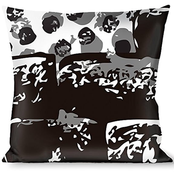 Buckle-Down Throw Pillow - Grunge Bricks Black White