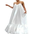thumbnail image 4 of Robe Longue d'Été Décontractée et Fluide pour Femmes avec Poche, Bretelles Spaghetti, Encolure Dégagée, Ample, pour la Plage, 4 of 9