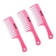 thumbnail image 5 of Juego de 3 peines de dientes anchos con mango antiestático para peluquería, color rosa Rosado, 5 of 9