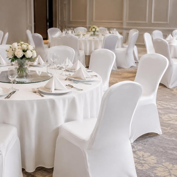 30 Pcs White Stretch Spandex Folding Chair Covers, Universal Fit for Wedding, Banquet, Party, Dining, Ceremony, Event Decoration, Elastic Slipcover for Metal Chairs, Soft Fabric, Bulk Pack