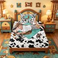 thumbnail image 4 of meiyoeat Cattle Pattern Monogram J Twin Sheets For Boys,Rustic Leopard Print Bedding,3 Pieces,1 Fitted Sheet and 1 Pillowcase, 4 of 6