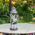 thumbnail image 3 of Alpine Corporation 6" x 15" Metal Hurricane Lantern with Battery-Powered LED Light, Silver, 3 of 14
