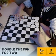 Queensell Large Checkers Board Game & 3Tic Tac Toe Game for Kids and Adults