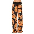 thumbnail image 2 of Faithtur Womens Halloween Pajamas Pants Ladies Pumpkins Ghost Print Drawstring Pajama Bottoms, 2 of 7