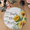 thumbnail image 3 of Yellow Sunflowers Round 15 Inch Placemats Set of 6, Farmhouse Floral Rustic Botanical Grey Wood HeatResistant Non Slip Place Mats for Dining Table, Wipeable Kitchen Table Mats for Housewarming, 3 of 9