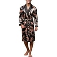 thumbnail image 3 of SWSMCLT Men's Long Sleeve Robe Satin Knee Length Pajamas Pjs Long Summer Luxury Bathrobe Spring Lightweight Cool Black X-Small, 3 of 5