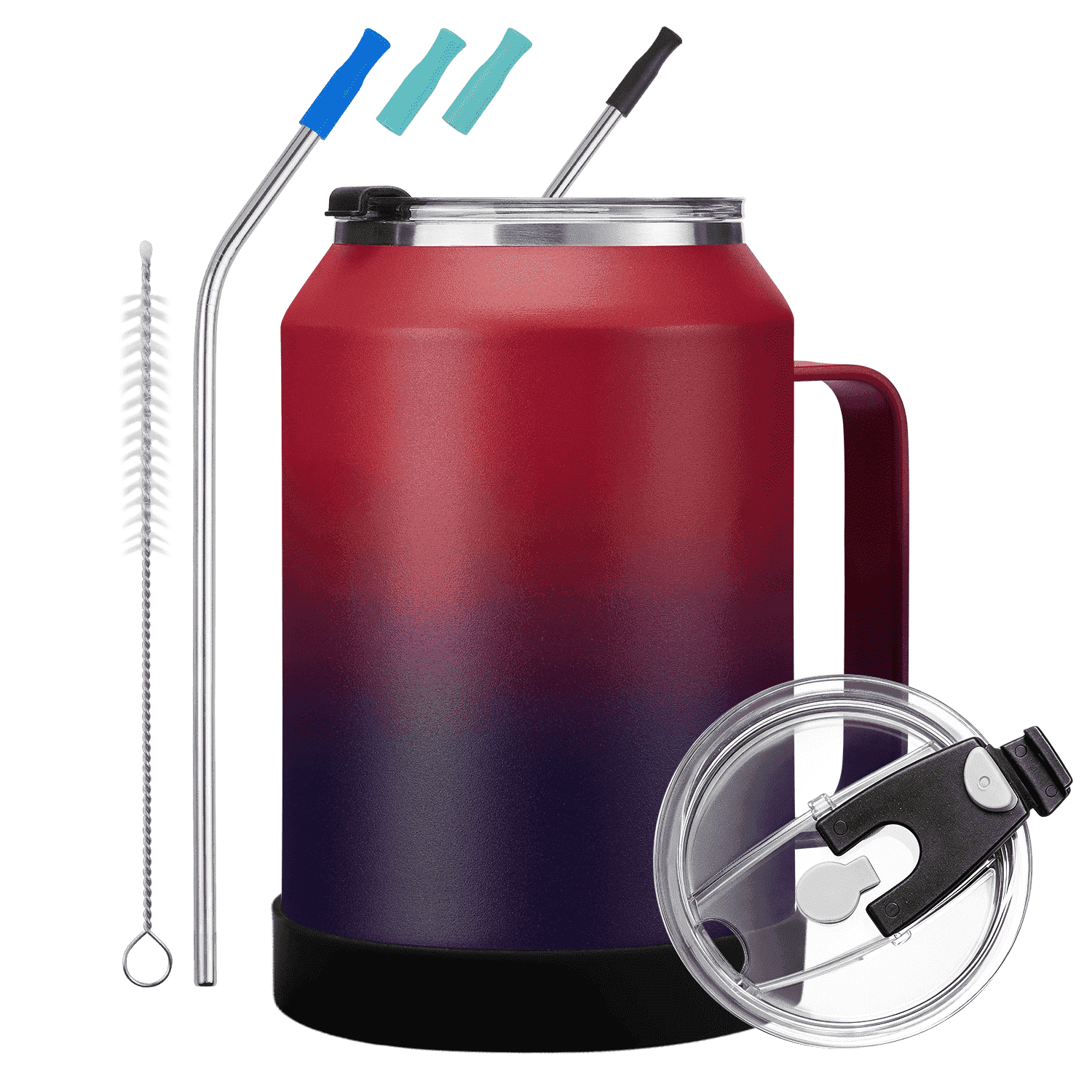 SUNSOC 32 oz Tumbler with Handle and Straw,Keeps Cold 36hrs/Hot 24hrs,Leakproof Insulated Water Bottle Stainless Steel Tumbler for Travel Workout Gym