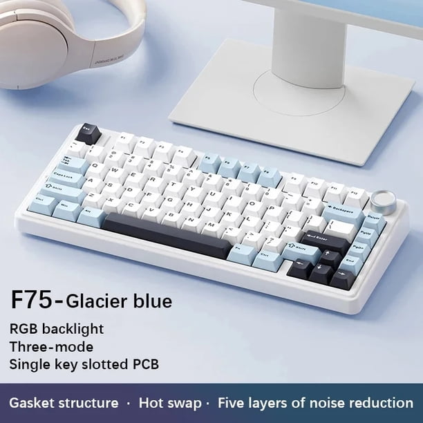 AULA F75-Teclado mecánico con cable/2,4G, inalámbrico/Bluetooth, RGB, PBT 75%, diseño OEM, junta de perfil, teclado personalizado para juegos de Pc