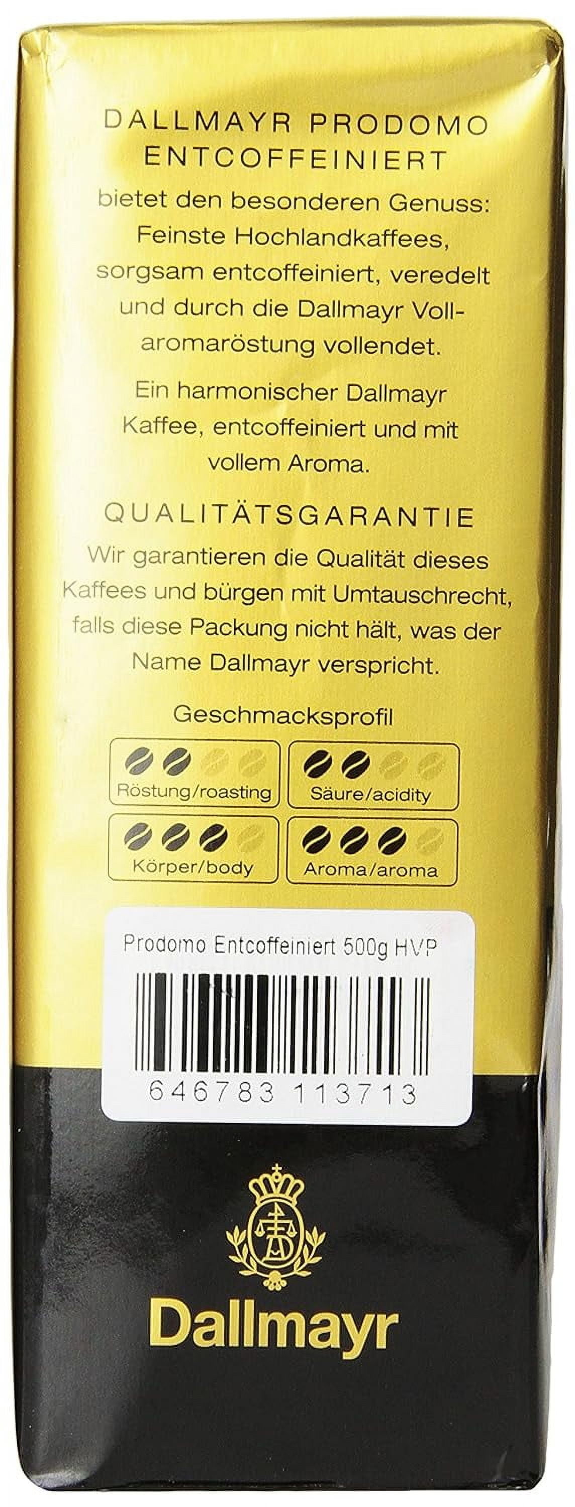 Dallmayr Decaffeinated Ground Coffee Large (entcoffeiniert) 17.6 oz