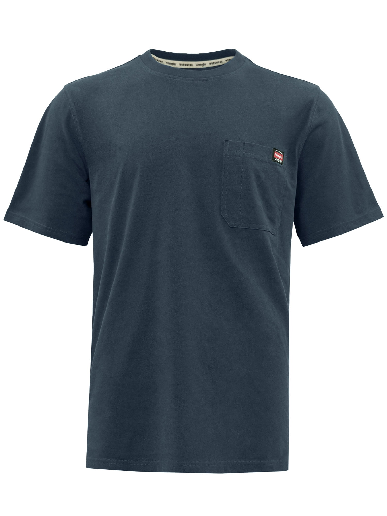 Wrangler Workwear Men's Short Sleeve Heavyweight Pocket Crew Work Shirt, size S-2XLT