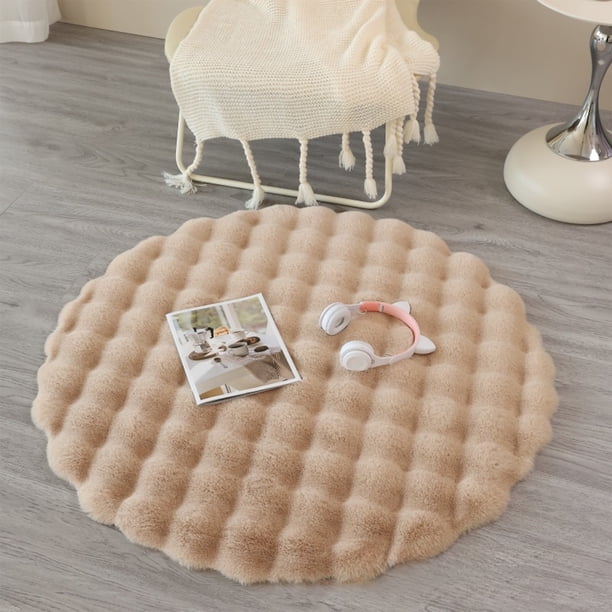Otomana grande y redonda para sofá, con funda extraíble, para sala de estar, descanso y para invitados adicionales, 91 cm de diámetro. Aestivo | Caqui | AESTIVO