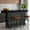 Black, variant on Modern Farmhouse Bar Table 63" – 2-Tier Storage & Footrest – Counter Height Pub Table for Kitchen, Dining, Living Room – Walnut Finish – Panel Cement Rough Embossed Surface, Large Walnut Cabinet