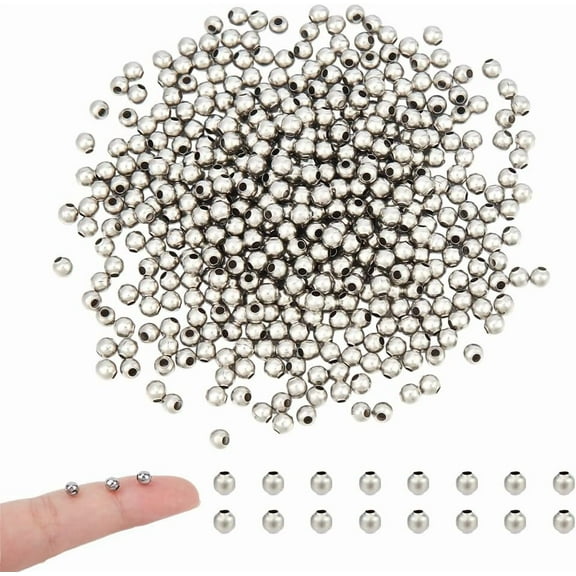 1000 PCS 4mm 304 Stainless Steel Beads Smooth Round Metal Spacer Beads Loose Beads 4mm Beads for Jewelry Making DIY Christmas Jewelry Gift diy