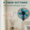 thumbnail image 5 of Wall Mount Fan 20 Inch with Remote, 3-speed Oscillating Quiet Fan with 5 metal Blades, Adjustable Tilt and Timing, High Velocity Fans for Bedroom, Gym, Office, Warehouse, Garage, Blue, 5 of 9