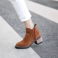 thumbnail image 6 of Fesfesfes Chelsea Boots Women High Heels Thick Heel Boots Fleece Pointed Toe Short Boots 7(39), 6 of 9