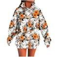 thumbnail image 2 of Women's Halloween Hoodies Pumpkin Ghost Print Oversized Pullover Long Sleeve Drawstring Sweatshirt Spooky Tops with Pocket, 2 of 5