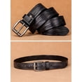 thumbnail image 2 of Catelles Men's Black Genuine Leather Belt, with Alloy Pin Buckle, Classic Business Casual Style, Gift Box Set with A Hole Punch&For waist 42 in Width 1.5 in(3.8cm), 2 of 9