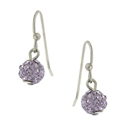 1928 Jewelry Women's Minimalist Fireball Pave Violet Purple Crystal Drop Earrings