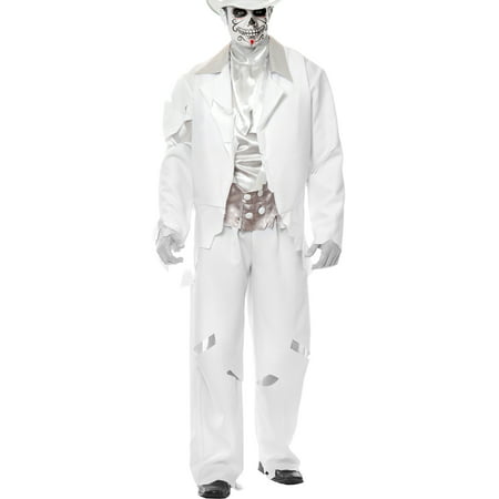Adult Men's White Zombie Prom Ghost Groom Costume