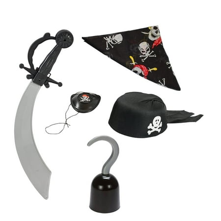 Funny Party Hats Pirate Costume - Pirate Dress Up - Costume Accessory Set - 5 pc