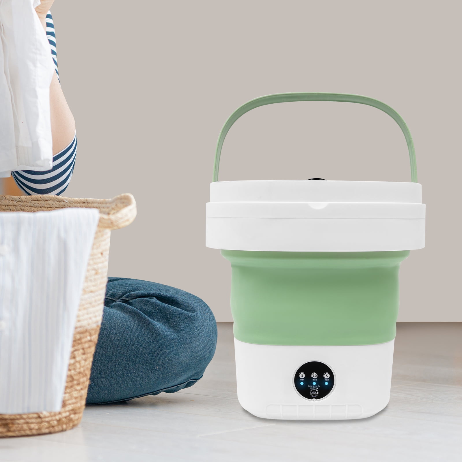11.8*11.8*13in Modern Green Freestanding Large Capacity Foldable Washing Machine for Apartments