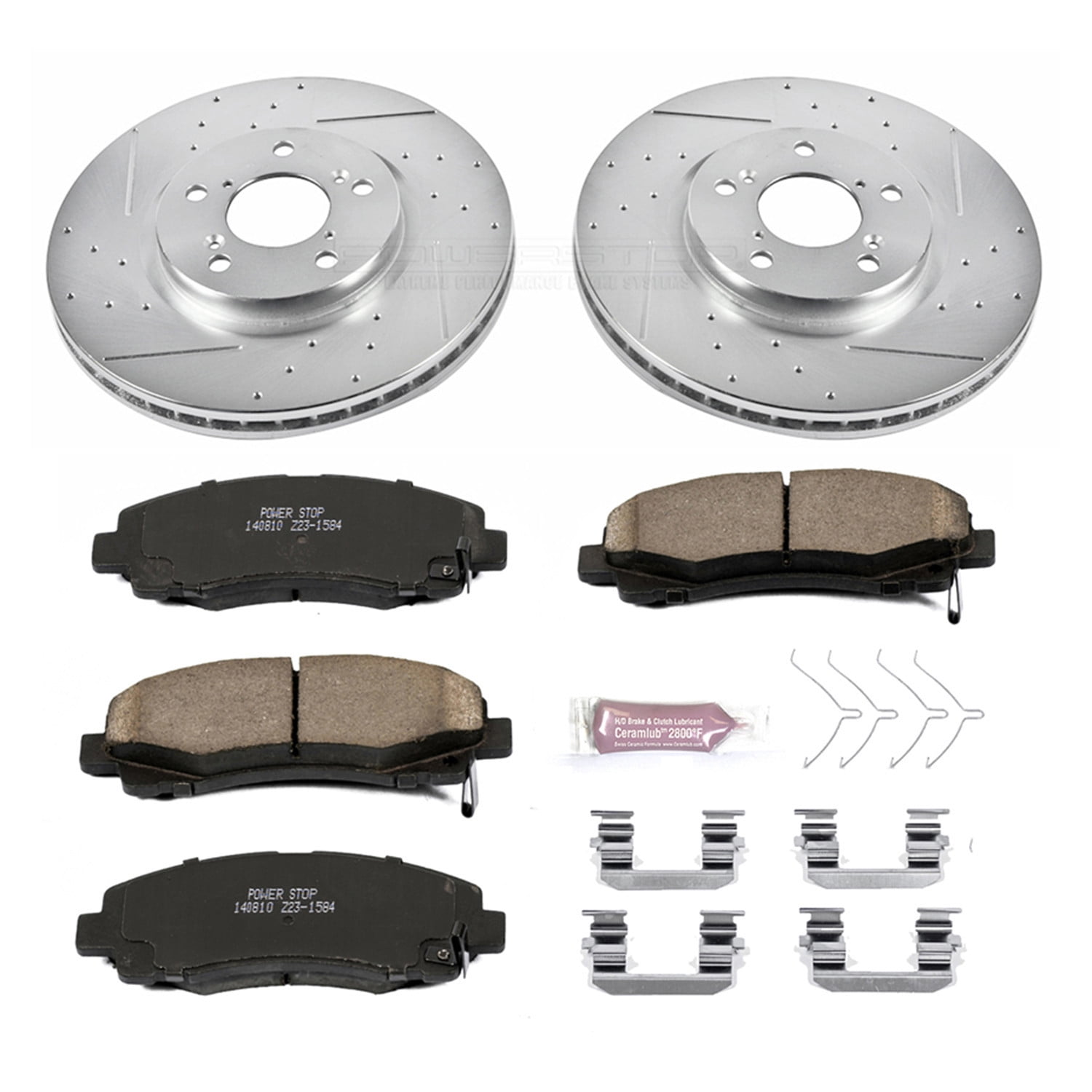 PowerStop Front Z23 Evolution Sport Carbon-Fiber Ceramic Brake Pad and Drilled & Slotted Rotor Kit Fits: HONDA Select Models K5939