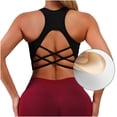 thumbnail image 6 of Womens Racerback Sports Bra with Removable Pads Cross Back Strappy Yoga Bra Medium Support Padded Athletic Workout Crop Top for Gym Running, 6 of 6