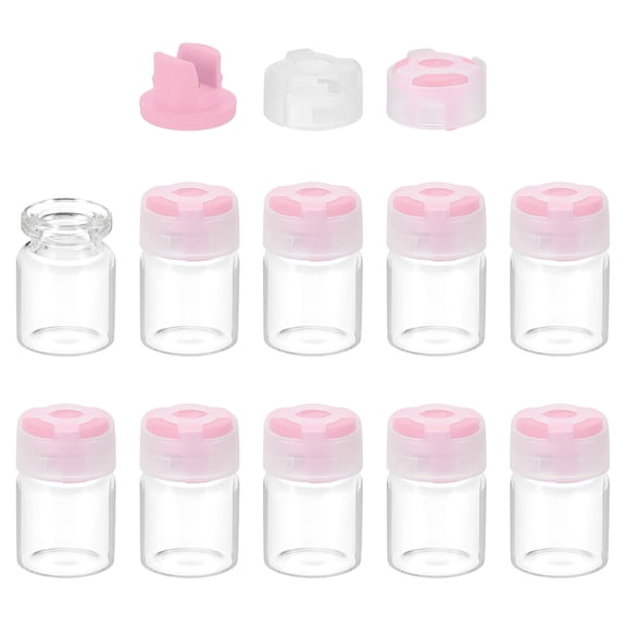 Uxcell 10Pcs Clear Glass Sample Vials, Small Liquid Bottles Pink 3ml